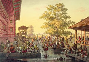 Scene i Bursa som skildrer en historieforteller, midten av 1800-tallet
